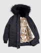 Girl's 2-in-1 black parka with sleeveless gold down jacket-4