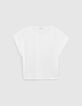 T-shirt met witte facetgeslepen stud voor dames-5