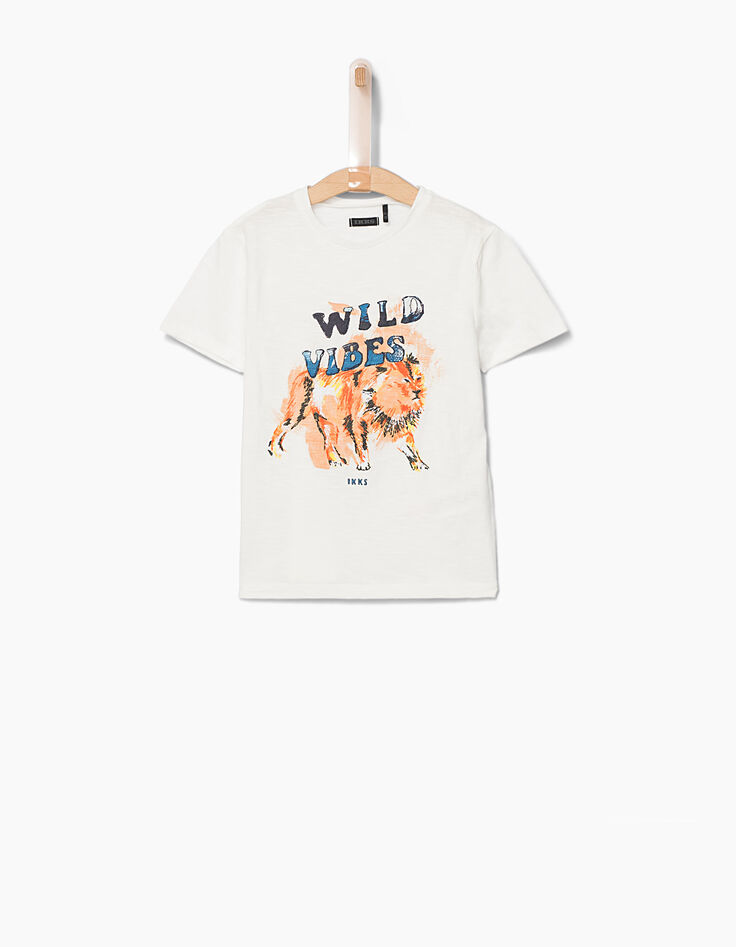 Boys' off-white embroidered lion T-shirt-1