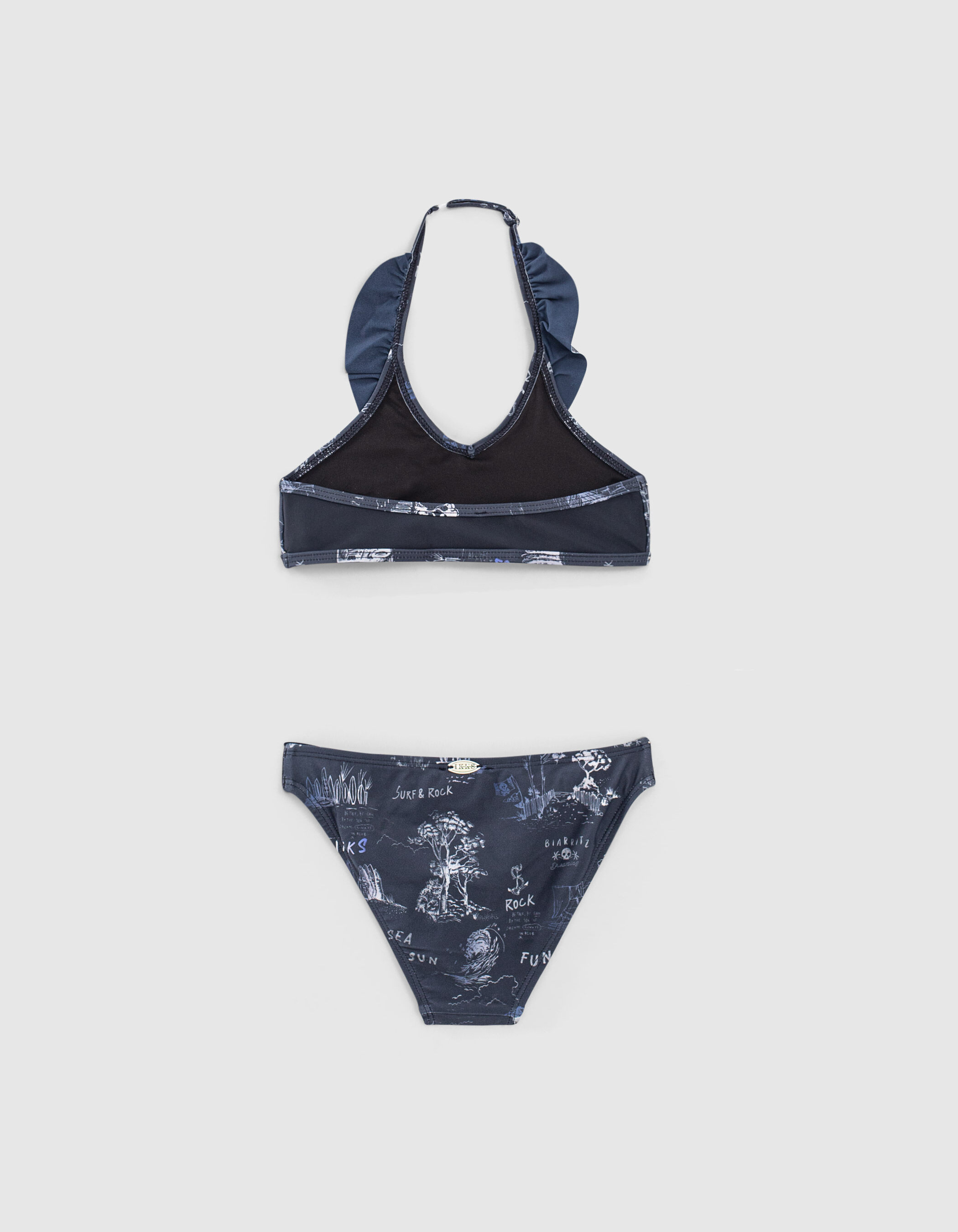 Navy bikini toile de Jouy gerecycleerd meisjes