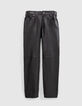 Pure Edition - Zwarte leren SLIM broek Chrome free Heren-5