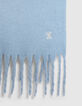 Deep dye effect fringed blue scarf for girls-3