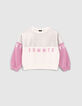 Girls’ off-white, silver and violet slogan sweatshirt-1