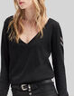 Women’s black military-style beaded knit sweater-5