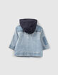 Baby boys’ blue denim jacket with detachable hood-4