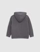 Boy's grey hoodie, reflective sleeves, embossed slogan-4