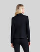 Veste tailleur en twill noir coupe ajustée femme-3