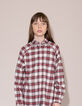 Girl's burgundy plaid shirt-1