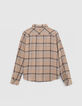 Boy's beige plaid shirt-4