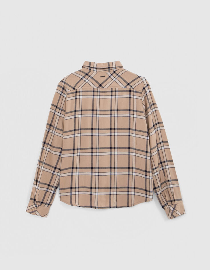 Boy's beige plaid shirt-4