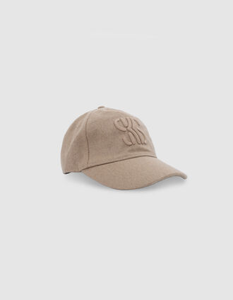 Gorra beige con monograma bordado, niña