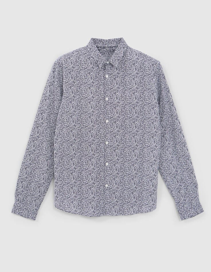 Camisa SLIM de hombre con estampado vegetal azul marino-6