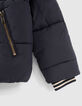 Boys' navy fur-lined hooded padded jacket-4