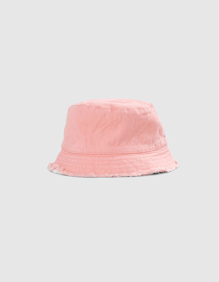 Girls’ peach and ecru reversible sun hat-3