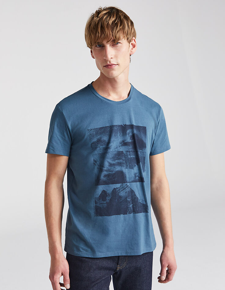 Eisblaues Herren-T-Shirt mit Landschaftsmotiv-1