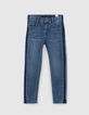 Boys’ medium blue straight jeans with lines down sides-1