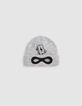 Baby boys’ grey embroidered knit beanie with cut-out mask-1