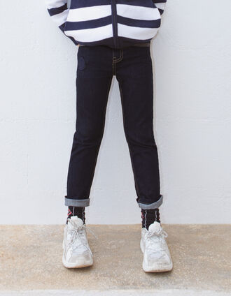 Boys’ raw slim jeans with badge and embroidery