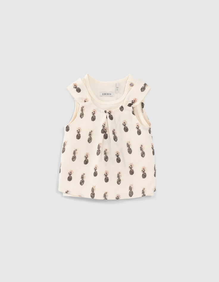 Baby girls’ mastic pineapple 2-in-1 blouse over vest top-1
