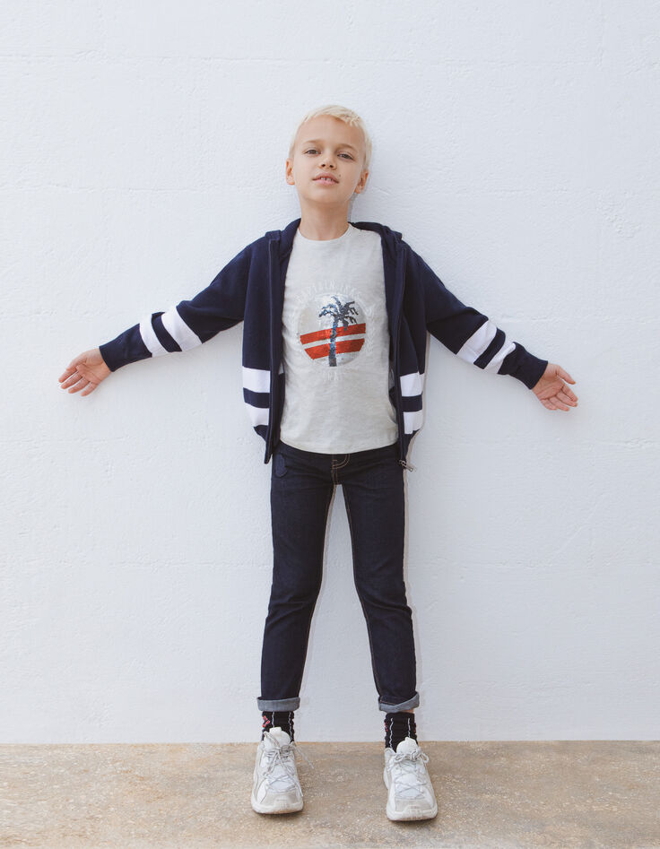 Jungen-T-Shirt mit Wendepailletten Palme und Anker-2