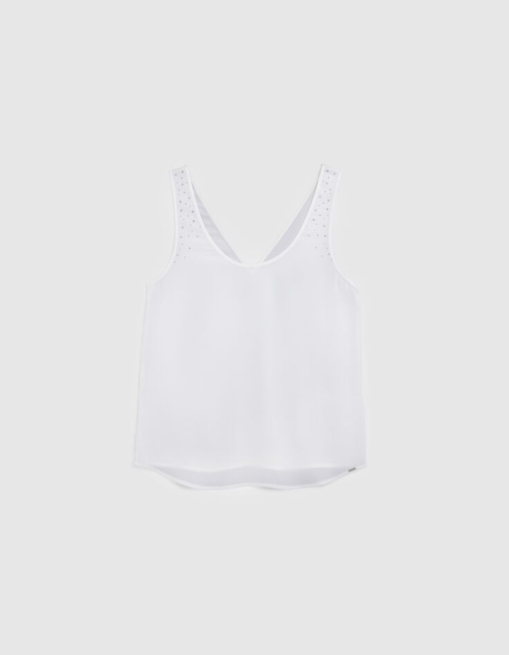 Witte top gerecycleerd met omkeerbare studs Dames-5