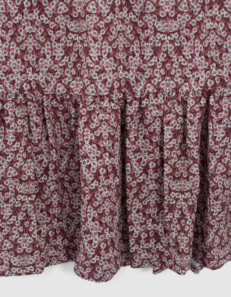 Jupe longue bois de rose imprimé floral fondu fille-2