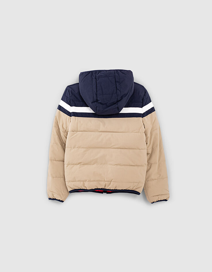 Omkeerbare pufferjas navy, camel en rood jongens -5