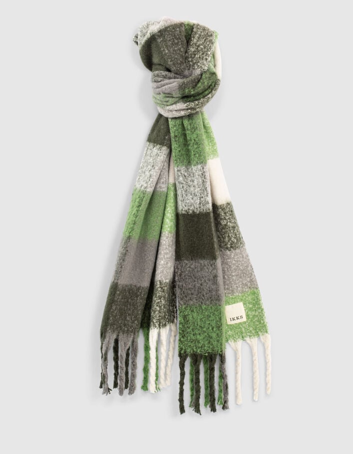 Worden acre in beroep gaan Fluffy sjaal met ruiten in groene tinten dames