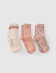 Calcetines rosa, crudo y marrón niña-2