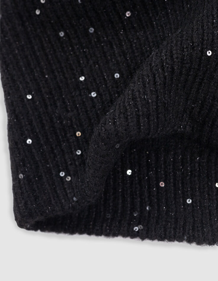 Girl's black sequin and sequin knit snood-5