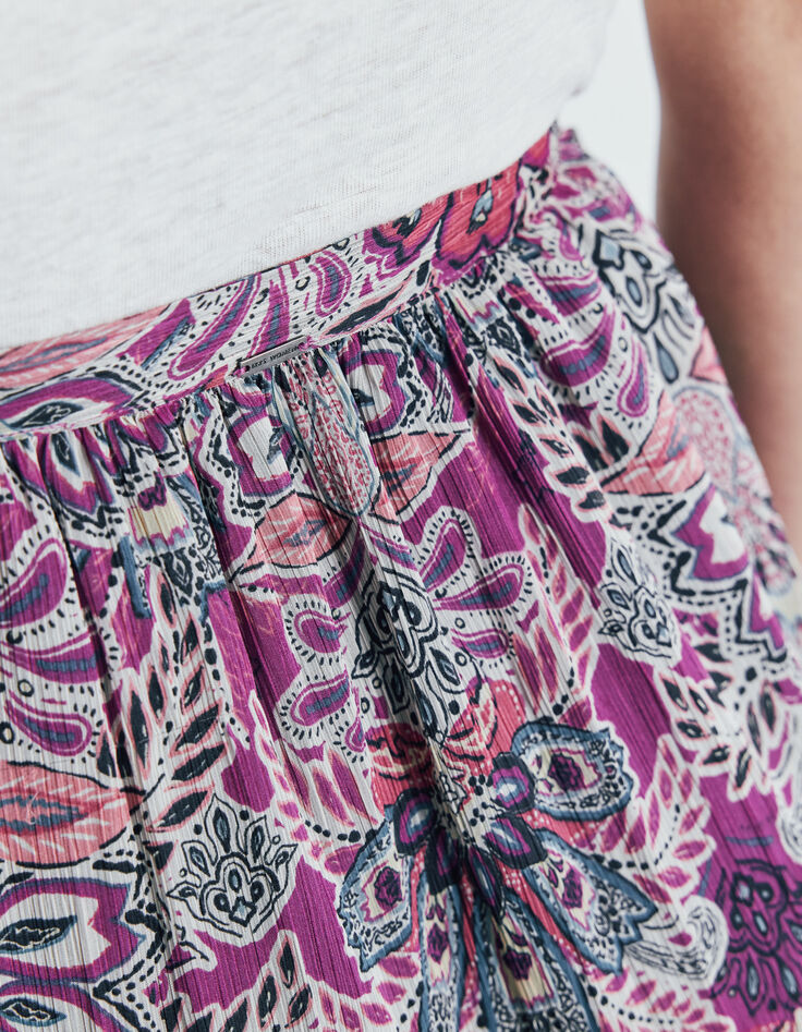 Women’s fuchsia floral bandana print asymmetric skirt-6