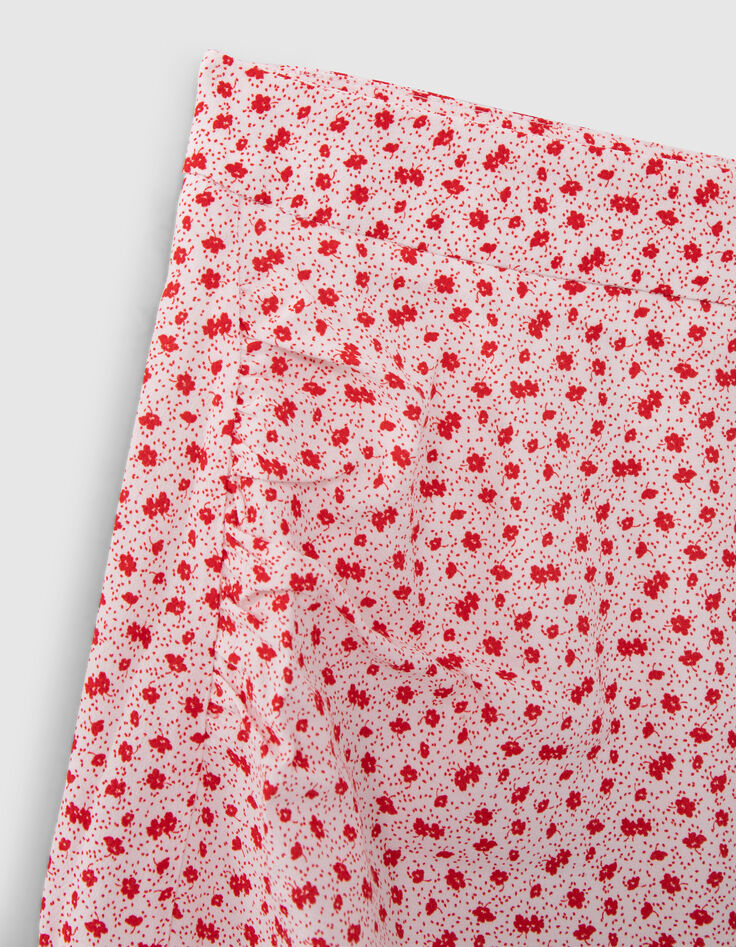 Short ecru skirt LENZING™ ECOVERO™ red flowers girl-6