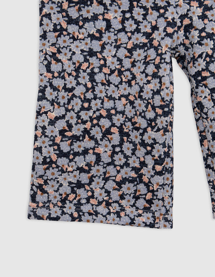 Organic cotton navy pants lavender flowers baby girl-4