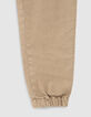 Beige BATTLE broek elastische taille jongens-4