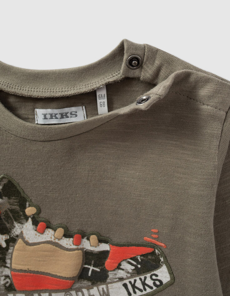 T-Shirt khaki, Biobaumwolle, Reliefturnschuh für Baby Boys-5