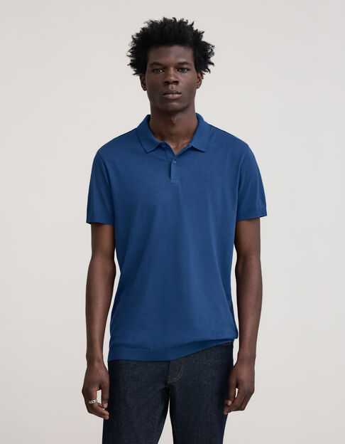Poloshirt aus kobaltblauem Baumwoll-Modal für Herren - IKKS