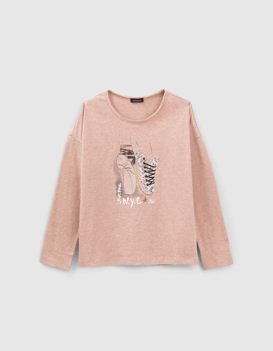 Rosa Mädchenshirt mit Ballerinas und Sneakers - IKKS