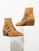 Women’s camel 3-cowboy buckle suede boots-2