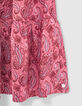 Girls’ fuchsia Paisley print Ecovero® long dress-4