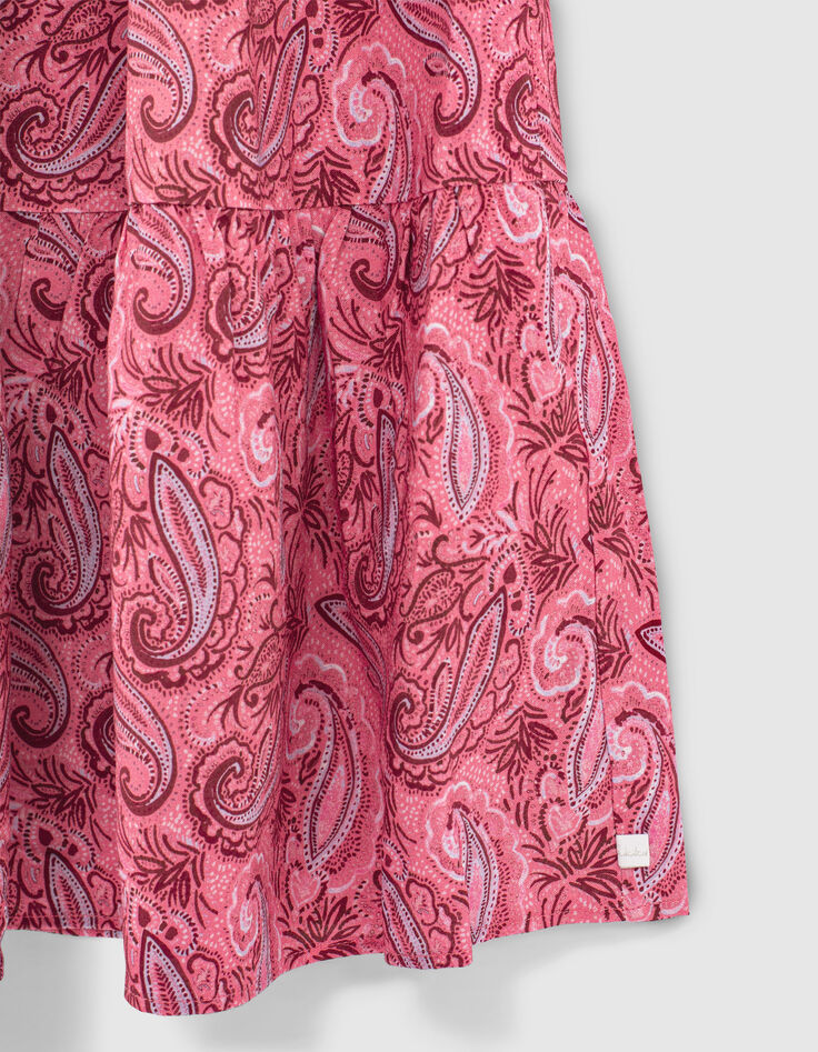 Langes, fuchsia Mädchenkleid aus Ecovero® mit Paisleyprint-4