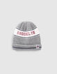 Boys’ grey slogan jacquard knit beanie-1