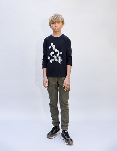 Upcycled jeans JOGGER khaki battle spirit boy - IKKS