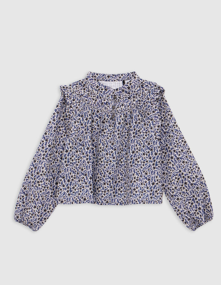 Ecru blouse biokatoen print sterren-bliksem meisjes-3