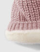 Baby girls’ powder pink fur-lined knit beanie with pompom-3