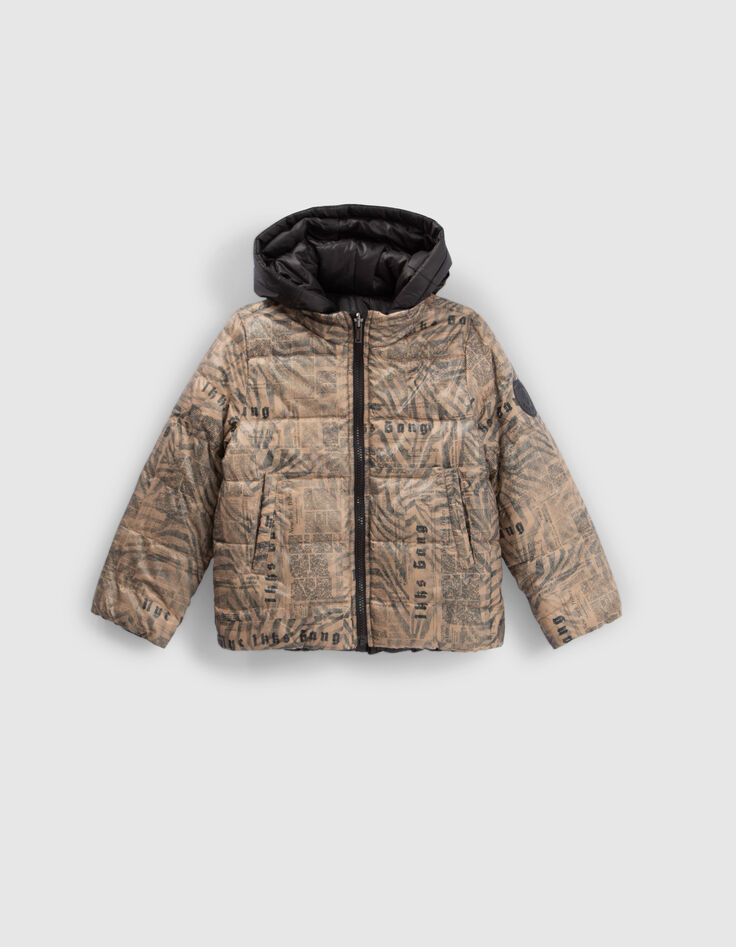 Boys’ mocha print/black reversible padded jacket-6