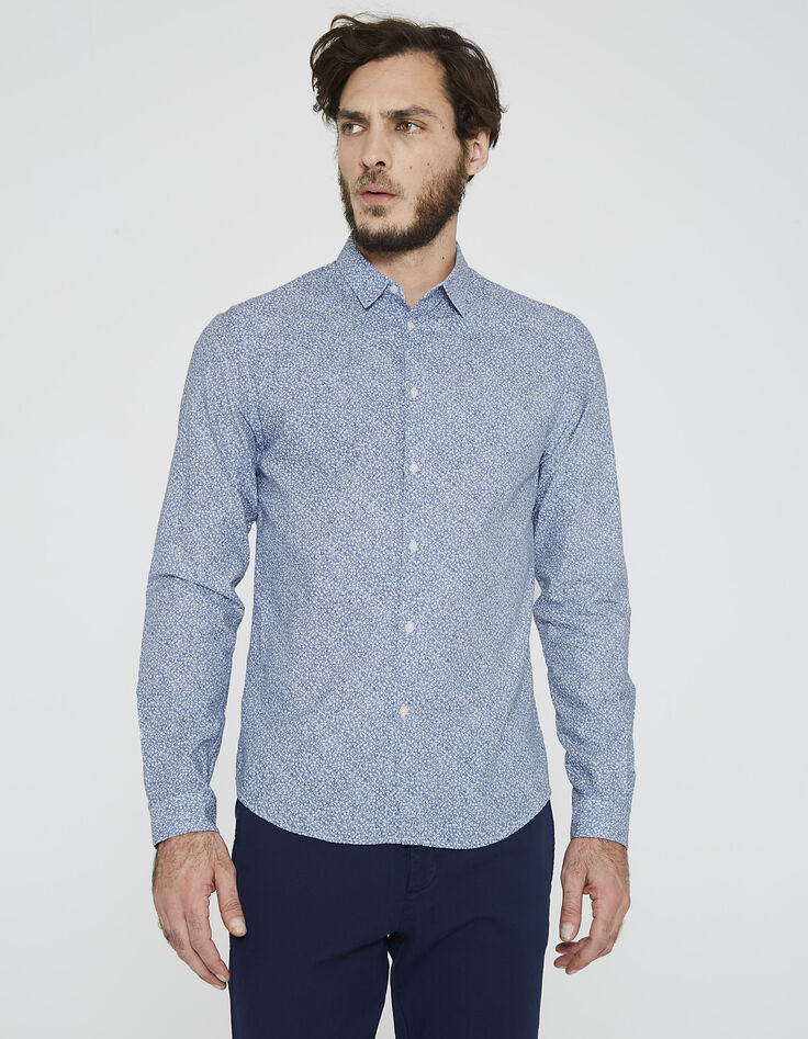 Chemise bleu indigo délavé homme -1