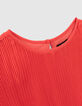 Robe rouge plissée avec ceinture fille-5