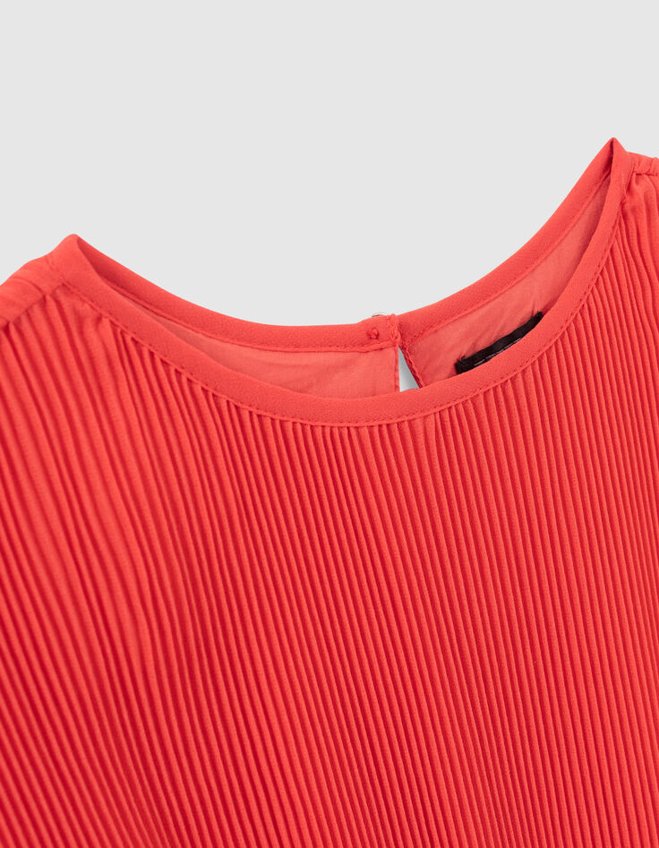 Robe rouge plissée avec ceinture fille-5