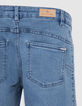 Schlanke blaue wasserlose Powerstretch-Jeans mit Nieten-7