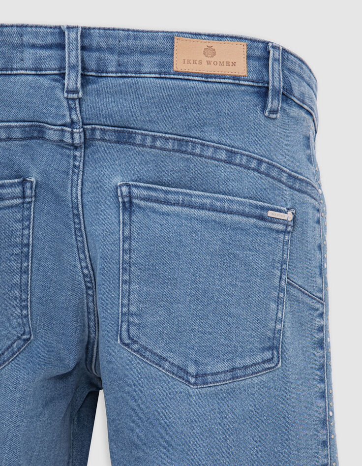 Damesjeans in slank blauw waterloos powerstretch met studs-7